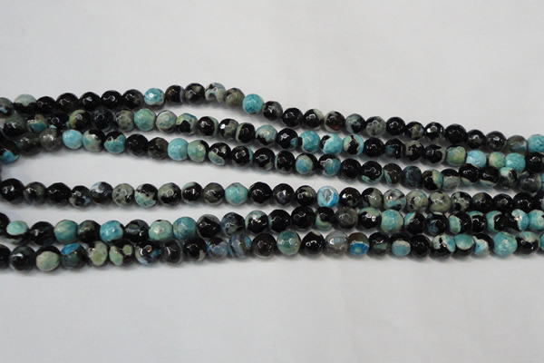 CAG5670 15 inches 6mm faceted round fire crackle agate beads