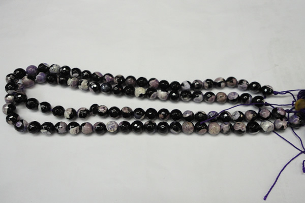 CAG5686 15 inches 8mm faceted round fire crackle agate beads
