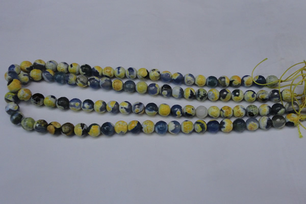 CAG5688 15 inches 8mm faceted round fire crackle agate beads