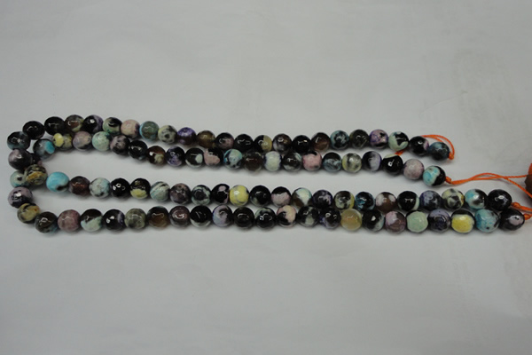 CAG5689 15 inches 8mm faceted round fire crackle agate beads