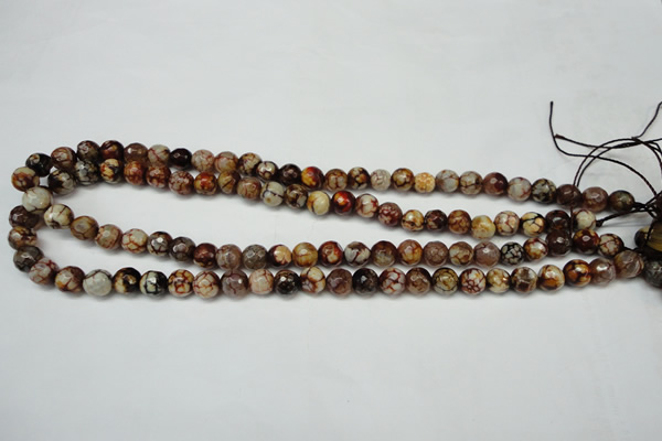 CAG5691 15 inches 8mm faceted round fire crackle agate beads
