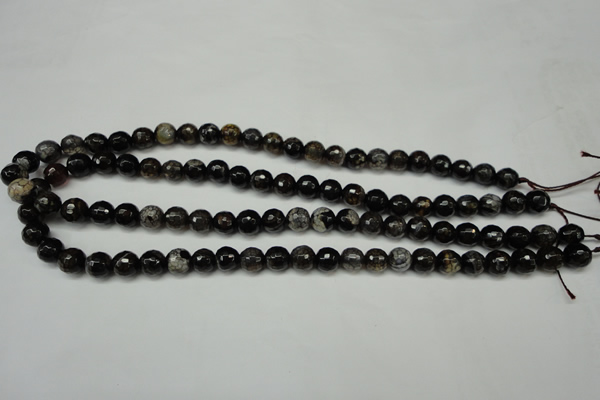 CAG5693 15 inches 8mm faceted round fire crackle agate beads