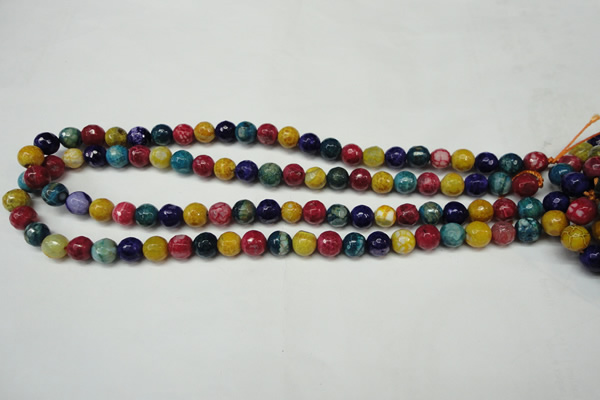 CAG5701 15 inches 8mm faceted round fire crackle agate beads