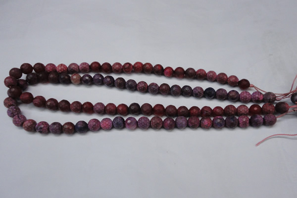 CAG5704 15 inches 8mm faceted round fire crackle agate beads