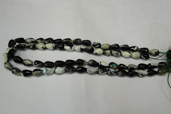 CAG5710 15 inches 8*12mm faceted teardrop fire crackle agate beads