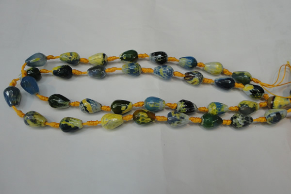 CAG5716 15 inches 10*14mm faceted teardrop fire crackle agate beads
