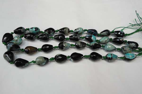 CAG5722 15 inches 12*16mm faceted teardrop fire crackle agate beads