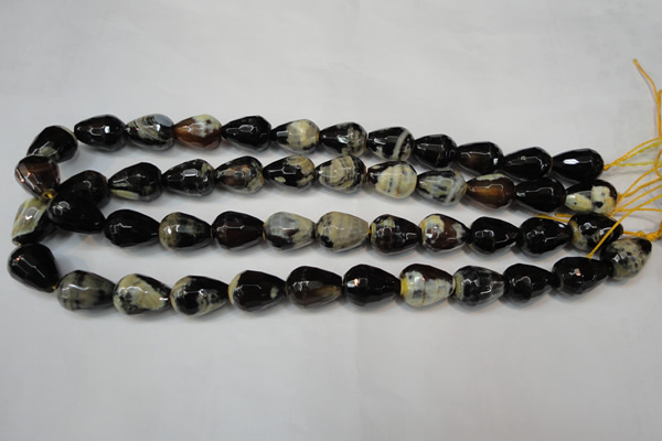 CAG5724 15 inches 12*16mm faceted teardrop fire crackle agate beads