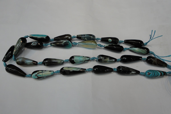CAG5760 15 inches 10*30mm faceted teardrop fire crackle agate beads