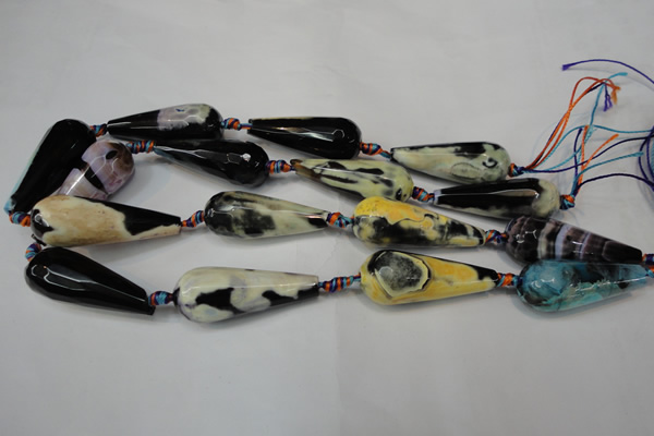 CAG5766 15 inches 15*40mm faceted teardrop fire crackle agate beads