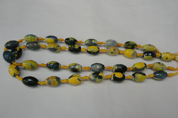 CAG5774 15 inches 10*14mm faceted rice fire crackle agate beads