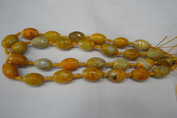 CAG5790 15 inches 13*18mm faceted rice fire crackle agate beads