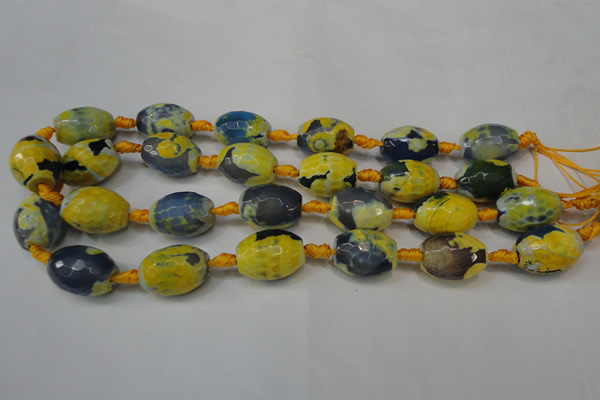 CAG5800 15 inches 15*20mm faceted rice fire crackle agate beads