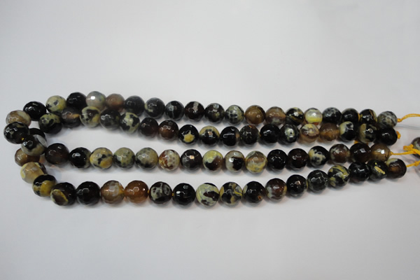 CAG5806 15 inches 10mm faceted round fire crackle agate beads