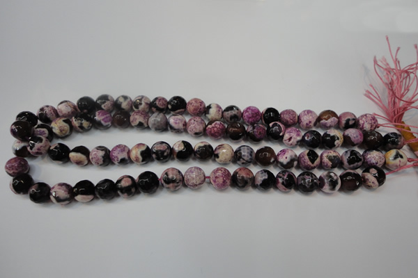 CAG5809 15 inches 10mm faceted round fire crackle agate beads