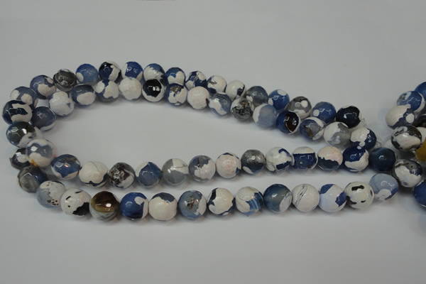 CAG5821 15 inches 12mm faceted round fire crackle agate beads
