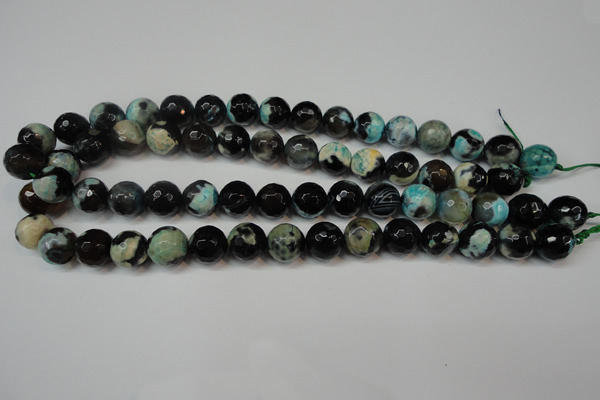 CAG5828 15 inches 12mm faceted round fire crackle agate beads