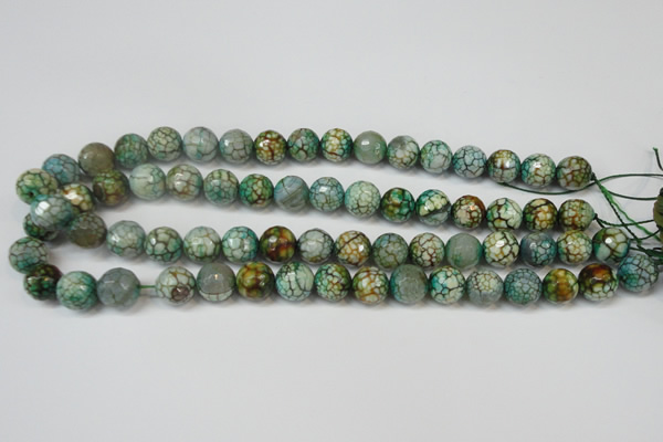 CAG5833 15 inches 12mm faceted round fire crackle agate beads