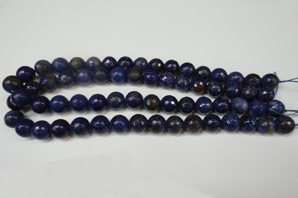 CAG5835 15 inches 12mm faceted round fire crackle agate beads