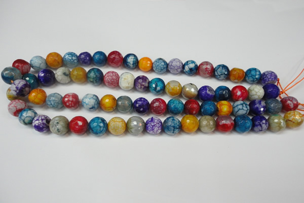CAG5836 15 inches 12mm faceted round fire crackle agate beads