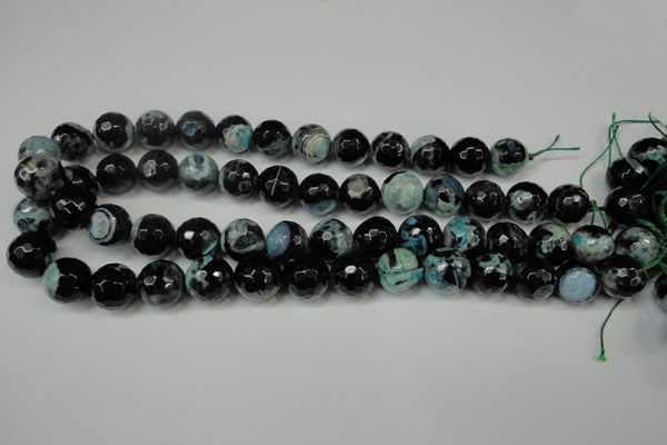 CAG5841 15 inches 14mm faceted round fire crackle agate beads