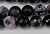 CAG5846 15 inches 14mm faceted round fire crackle agate beads