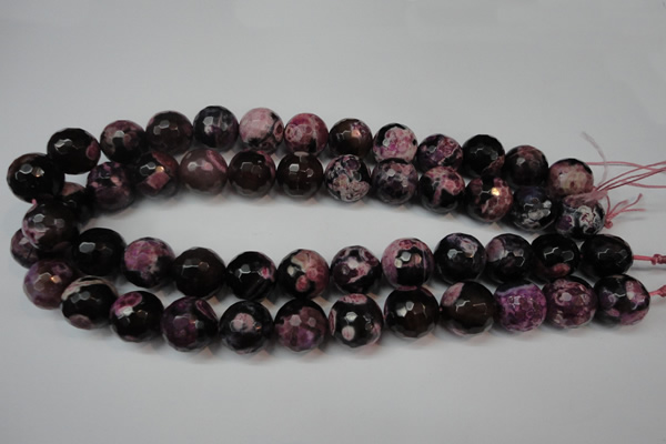 CAG5861 15 inches 16mm faceted round fire crackle agate beads