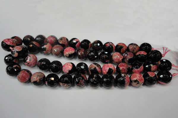 CAG5862 15 inches 16mm faceted round fire crackle agate beads