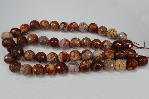 CAG5869 15 inches 16mm faceted round fire crackle agate beads