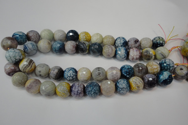 CAG5873 15 inches 16mm faceted round fire crackle agate beads