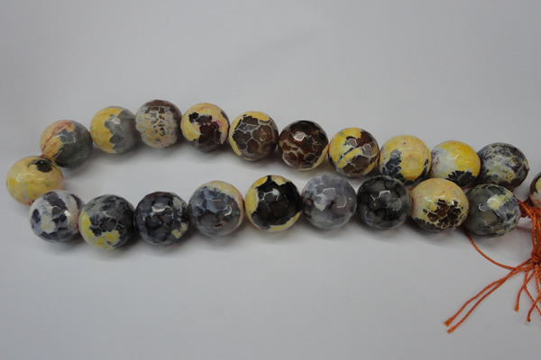 CAG5882 15 inches 20mm faceted round fire crackle agate beads