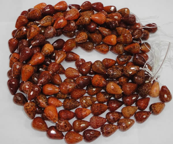 CAG589 15.5 inches 15*20mm faceted teardrop natural fire agate beads