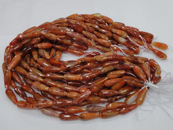 CAG591 15.5 inches 10*25mm faceted teardrop natural fire agate beads