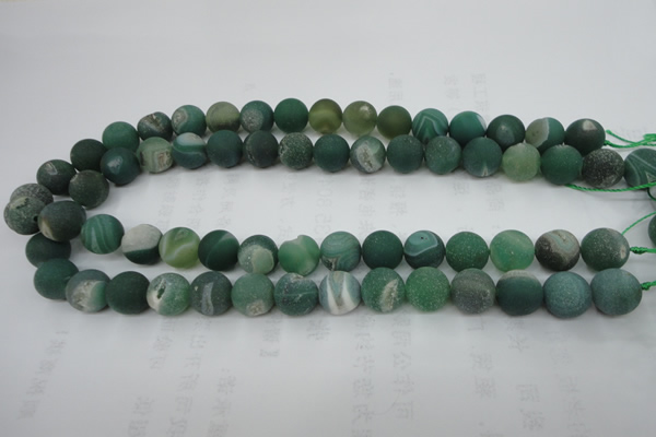 CAG5929 15 inches 14mm round matte druzy agate beads wholesale
