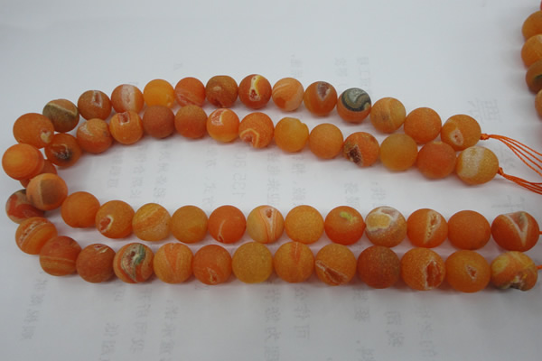CAG5936 15 inches 14mm round matte druzy agate beads wholesale