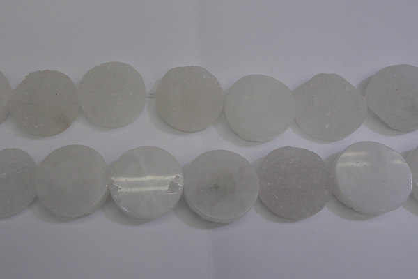 CAG5984 15.5 inches 35mm coin white agate gemstone beads