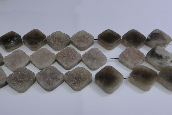 CAG5989 15.5 inches 25*25mm diamond grey agate gemstone beads
