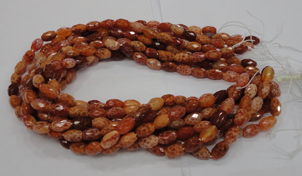 CAG599 15.5 inches 10*14mm faceted rice natural fire agate beads