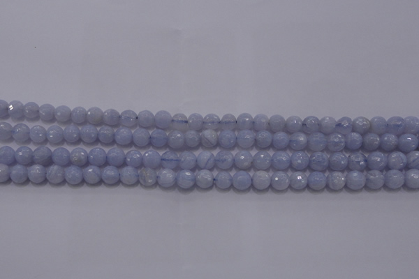 CAG5996 15.5 inches 6mm faceted round blue lace agate beads