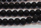 CAG6011 15.5 inches 6mm round matte black agate beads