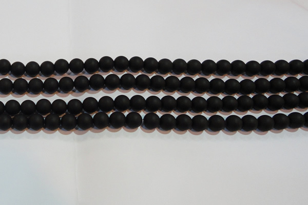 CAG6012 15.5 inches 8mm round matte black agate beads