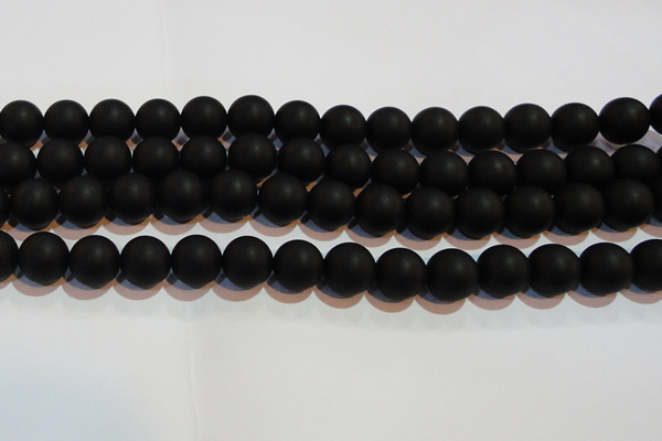 CAG6014 15.5 inches 12mm round matte black agate beads