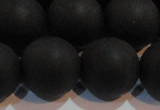 CAG6016 15.5 inches 16mm round matte black agate beads