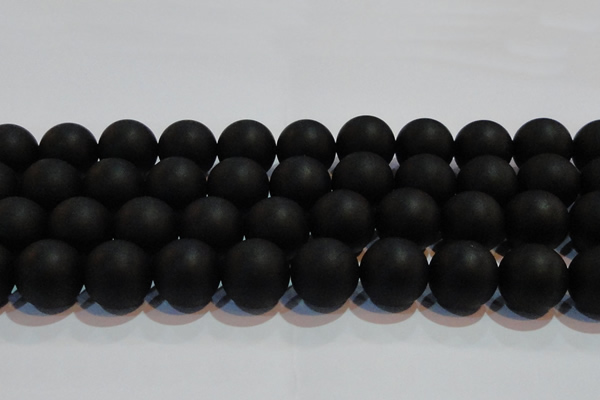 CAG6017 15.5 inches 18mm round matte black agate beads