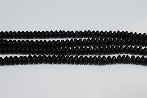 CAG6021 15.5 inches 4*8mm rondelle matte black agate beads