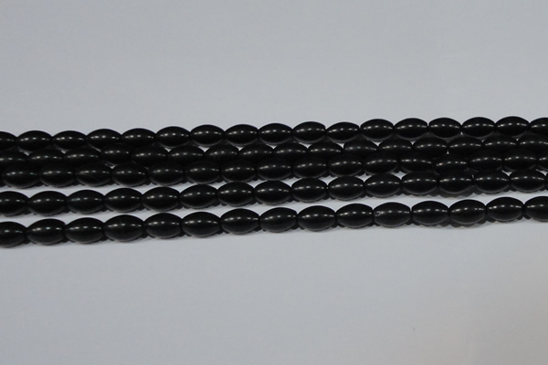 CAG6024 15.5 inches 6*9mm rice matte black agate beads