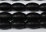 CAG6026 15.5 inches 8*12mm rice matte black agate beads