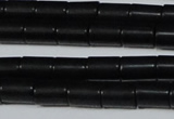CAG6031 15.5 inches 6*8mm tube matte black agate beads