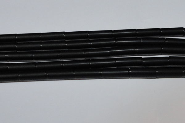 CAG6033 15.5 inches 8*20mm tube matte black agate beads