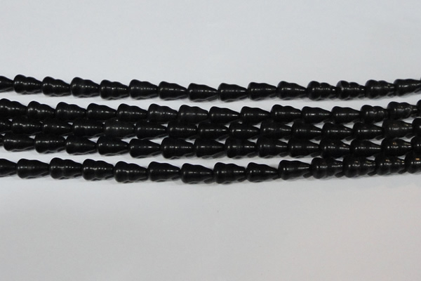 CAG6042 15.5 inches 5*8mm carved calabash matte black agate beads
